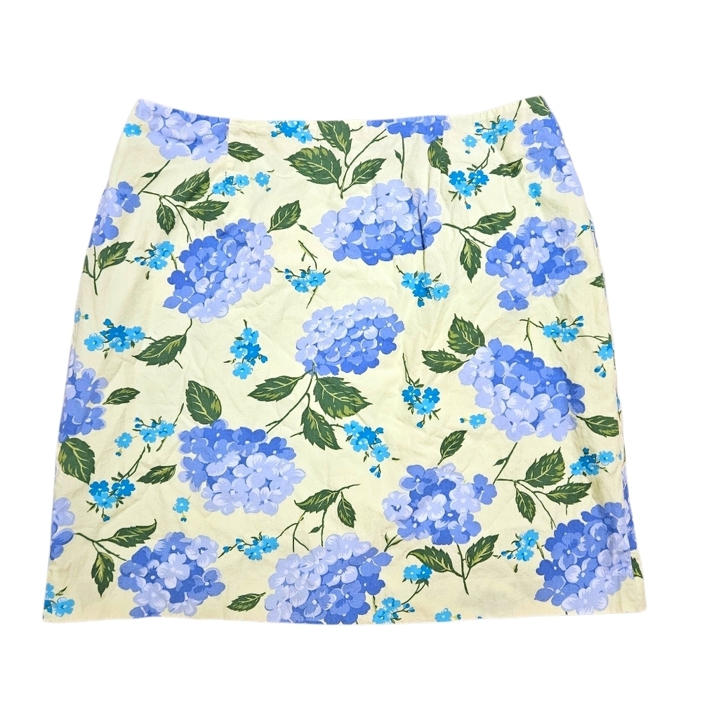 Vtg Talbots Floral Pencil Skirt 14P Hydrangea Cotton Lined Cottagecore Garden